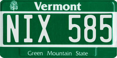 VT license plate NIX585