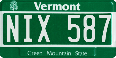 VT license plate NIX587