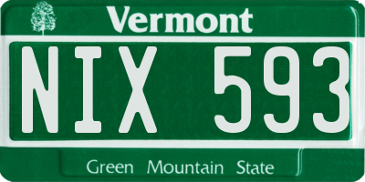 VT license plate NIX593