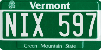 VT license plate NIX597