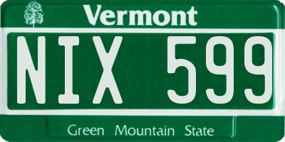 VT license plate NIX599