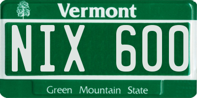 VT license plate NIX600