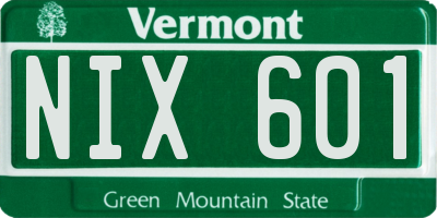 VT license plate NIX601