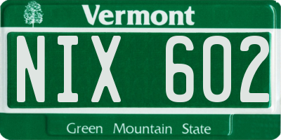 VT license plate NIX602