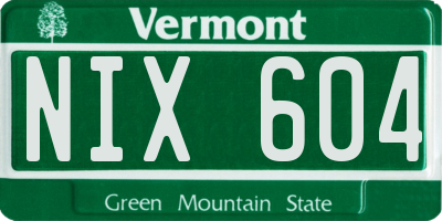 VT license plate NIX604