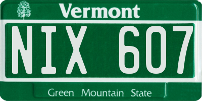 VT license plate NIX607