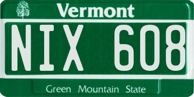 VT license plate NIX608
