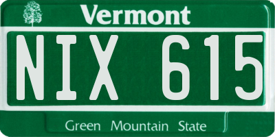 VT license plate NIX615