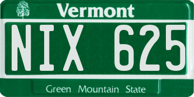 VT license plate NIX625