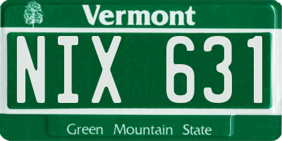 VT license plate NIX631