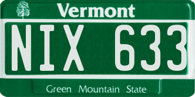 VT license plate NIX633