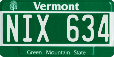 VT license plate NIX634