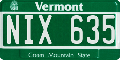 VT license plate NIX635