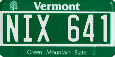 VT license plate NIX641
