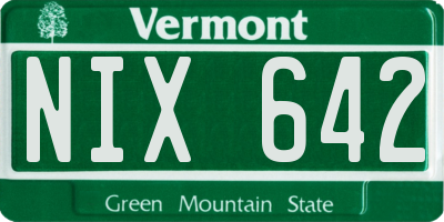 VT license plate NIX642