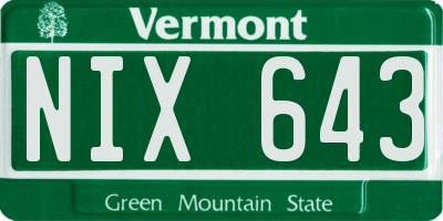 VT license plate NIX643