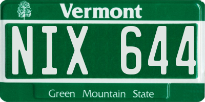 VT license plate NIX644
