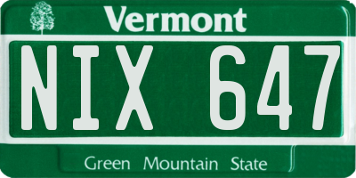 VT license plate NIX647