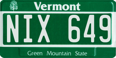 VT license plate NIX649