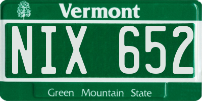 VT license plate NIX652