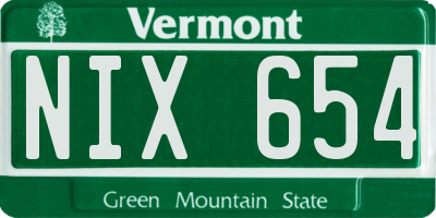 VT license plate NIX654