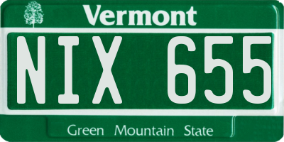 VT license plate NIX655