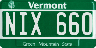 VT license plate NIX660