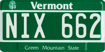 VT license plate NIX662