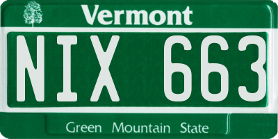 VT license plate NIX663