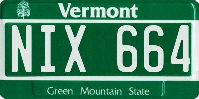 VT license plate NIX664