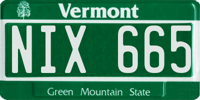 VT license plate NIX665