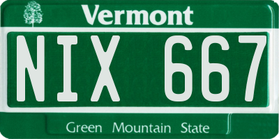 VT license plate NIX667
