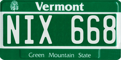VT license plate NIX668