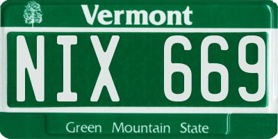 VT license plate NIX669