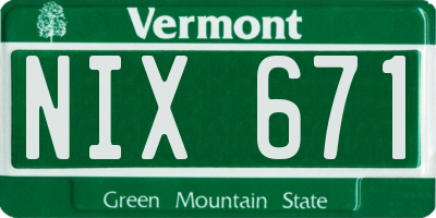 VT license plate NIX671