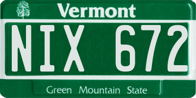 VT license plate NIX672