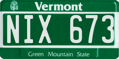VT license plate NIX673