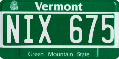 VT license plate NIX675