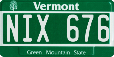 VT license plate NIX676