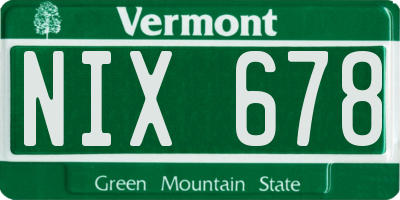 VT license plate NIX678