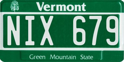 VT license plate NIX679