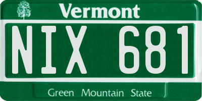 VT license plate NIX681