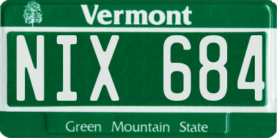 VT license plate NIX684