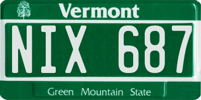 VT license plate NIX687
