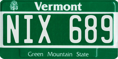 VT license plate NIX689