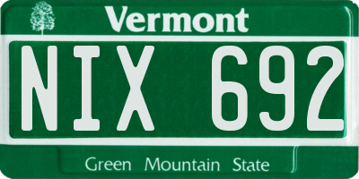 VT license plate NIX692