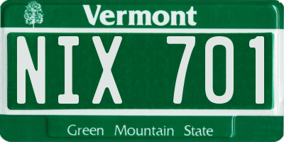 VT license plate NIX701