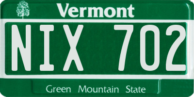 VT license plate NIX702