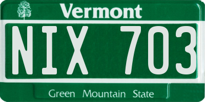 VT license plate NIX703
