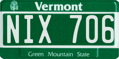 VT license plate NIX706